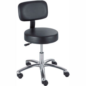 Safco Products 3430BL Safco® Lab Stool with Back - Vinyl - Pneumatic - Black image.