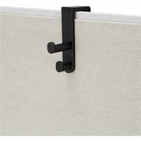 Safco Products 4225BL Over the Panel Double Hook (Qty 6) - Black image.