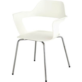 Safco Products 4275WH Safco® Bandi Shell Stack Chair, 19"D x 23-3/4"W x 31"H, White image.