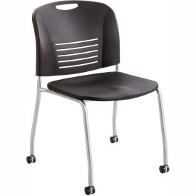Safco Products 4291BL Safco® Vy Plastic Stacking Chair with Straight Legs and Casters - Black - Pack of 2 image.