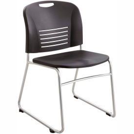 Safco Products 4292BL Safco® Vy Plastic Stacking Chair with Sled Base - Black - Pack of 2 image.
