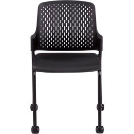 Safco Products 4314BL Safco® Next Stack Chair with Casters, 21-7/8"D x 22"W x 32-7/8"H, Black image.
