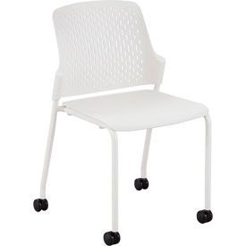 Safco Products 4314WH Safco® Next Stack Chair with Casters, 21-7/8"D x 22"W x 32-7/8"H, White image.