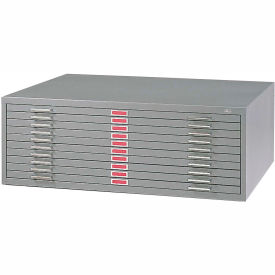 Safco Products 4986GR 10-Drawer Steel Flat File for 30" x 42" Documents - Gray image.