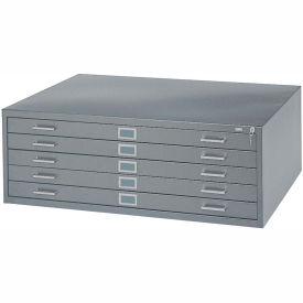 Safco Products 4994GRR 5-Drawer Steel Flat File for 24" x 36" Documents, Gray image.