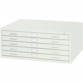 Safco Products 4994WHR 5-Drawer Steel Flat File for 24" x 36" Documents, White image.