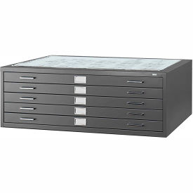 Safco Products 4996BLR 5-Drawer Steel Flat File for 30" x 42" D, Black image.