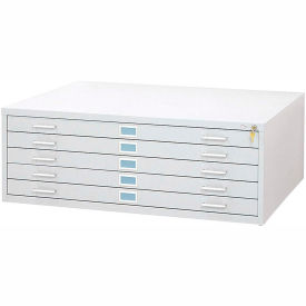 Safco Products 4996WHR 5-Drawer Steel Flat File for 30" x 42" Documents, White image.