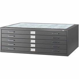 Safco Products 4998BLR 5-Drawer Steel Flat File for 36" x 48" Documents, black image.
