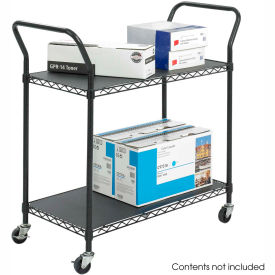 Safco Products 5337BL Safco® Wire Utility Cart w/2 Shelves, 400 lb. Capacity, 43-3/4"L x 19-1/4"W x 40-1/2"H image.