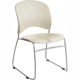 Safco R ve Plastic Stacking Guest Chair with Sled Base - Latte - Pack of 2