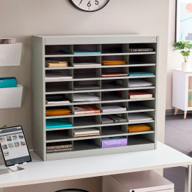 36 Compartment Steel Literature Organizer - Gray view 2