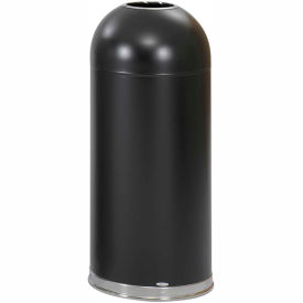 Safco Products 9639BL Safco® Steel Round Dome Top Trash Can W/Galvanized Liner, 15 Gallon, Black image.