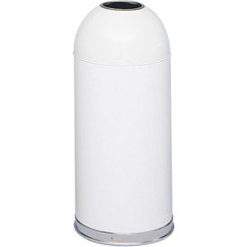 Safco Products 9639WH Safco® Steel Round Dome Top Trash Can W/Galvanized Liner, 15 Gallon, White image.