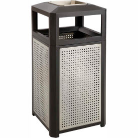 Safco® Evos™ Series Steel Garbage Can w/ Ash 38 Gallon 9935BL