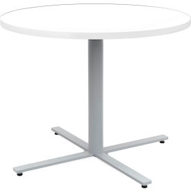 Safco® Jurni Round Cafe Table 36""Dia. Designer White Top/Silver Base