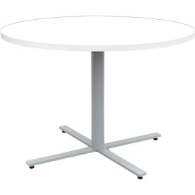 Safco® Jurni Round Cafe Table 42""Dia. Designer White Top/Silver Base