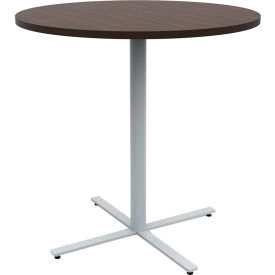 Safco® Jurni Round Bistro Table 42""Dia. Columbian Walnut Top/Silver Base