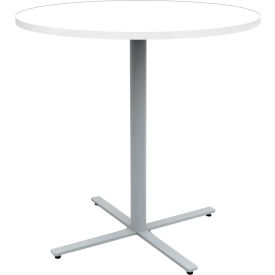 Safco® Jurni Round Bistro Table 42""Dia. Designer White Top/Silver Base