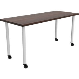 Safco® Jurni Multi-Purpose Table with Post Legs & Casters 60""L x 24""W x 29""H Columbian Walnut