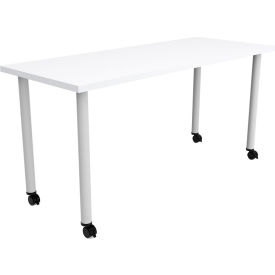 Safco® Jurni Multi-Purpose Table with Post Legs & Casters 60""L x 24""W x 29""H Designer White