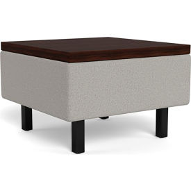 Safco® Movvi Table 24"L x 24"W x 16"H Black Frame Platinum Fabric/Columbian Walnut Top 