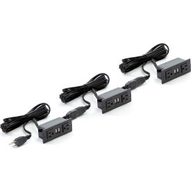 Safco® Mirella™ 2-Outlet Daisy Chain Power Module with 2 USB Ports 12A Pack of 3