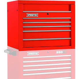 Stanley Black & Decker J553427-5RD Proto® Top Chest W/ 5 Drawers, 34"W x 25-1/4"D x 27"H, Red image.