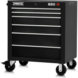 Stanley Black & Decker J553441-6DB Proto® Roller Cabinet W/ 6 Drawers, 34"W x 25-1/4"D x 41"H, Black image.