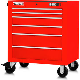 Stanley Black & Decker J553441-6RD Proto® Roller Cabinet W/ 6 Drawers, 34"W x 25-1/4"D x 41"H, Red image.