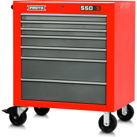 Stanley Black & Decker J553441-7SG Proto® Roller Cabinet W/ 7 Drawers, 34"W x 25-1/4"D x 41"H, Red & Gray image.