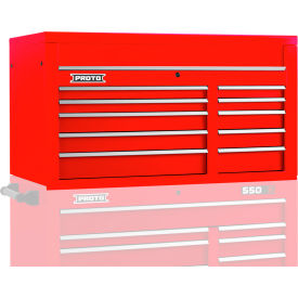 Stanley Black & Decker J555027-10RD Proto® 550S Top Chest W/ 10 Drawers, 50"W x 25-1/4"D x 27"H, Red image.