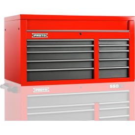 Stanley Black & Decker J555027-10SG Proto® 550S Top Chest W/ 10 Drawers, 50"W x 25-1/4"D x 27"H, Red & Gray image.