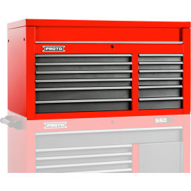 Stanley Black & Decker J555027-12SG Proto® 550S Top Chest W/ 12 Drawers, 50"W x 25-1/4"D x 27"H, Red & Gray image.