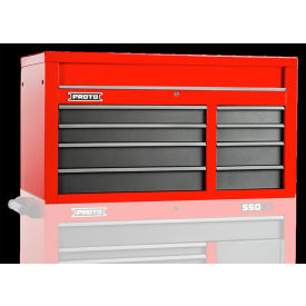 Stanley Black & Decker J555027-8SG Proto® 550S Top Chest W/ 8 Drawers, 50"W x 25-1/4"D x 27"H, Red & Gray image.