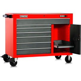 Stanley Black & Decker J555041-7SG-1S Proto® 550S Workstation W/ 7 Drawers & 1 Shelf, 50"W x 25-1/4"D, Red & Gray image.