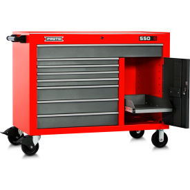 Stanley Black & Decker J555041-8SG-1S Proto® 550S Workstation W/ 8 Drawers & 1 Shelf, 50"W x 25-1/4"D, Red & Gray image.