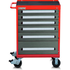 Stanley Black & Decker J563042-6SG Proto® 560S Roller Cabinet W/ 6 Drawers, 21-3/8"D x 42-1/2"H, Red & Gray image.