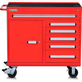 Stanley Black & Decker J564542-6RD-1S Proto® 560S Workstation W/ 6 Drawers & 1 Shelf, 45"W x 21-3/8"D, Red image.