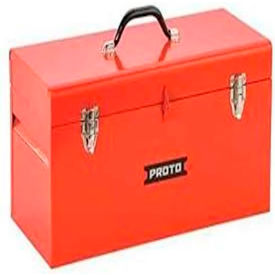 Mechanic Tool Box with Tray, 20"W x 8-1/2"D x 9-1/2"H, Safety Red view 2