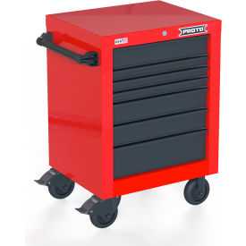 Stanley Black & Decker JSTV2739RS07RG Proto® Single Bank Roller Cabinet W/ 7 Drawers, 27"W x 22-3/8"D x 38-1/2"H, Red & Gray image.