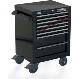 Stanley Black & Decker JSTV2739RS08BK Proto® Single Bank Roller Cabinet W/ 8 Drawers, 22-3/8"D x 38-1/2"H, Black image.