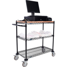 Nexel® Black Epoxy 3 Tier Mobile Sales Unit 36""W x 18""D x 40""H