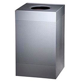 Rubbermaid® Silhouette Steel Square Trash Can W/Plastic Liner 20 Gallon Silver Metallic