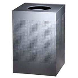 Rubbermaid Commercial Products FGSC22EPLSM Rubbermaid® Silhouette Steel Square Trash Can W/Plastic Liner, 40 Gallon, Silver Metallic image.
