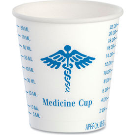 Dart® Paper Medical & Dental Graduated Cups 3oz White/Blue 100/Bag 50 Bags/Carton
