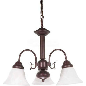 Nuvo 60/184 Ballerina-3 Light Chandelier Alabaster Bell Old Bronze 20""W X 17""H