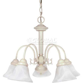 Nuvo 60/187 Ballerina-5 Light Chandelier Alabaster Bell Textured White 24""W X 18""H