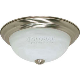 Satco Products Inc 60/197 Nuvo 60/197, 2 Light-Ceiling-Flush Mount, Alabaster Glass, Brushed Nickel, 11.375"W X 4.875"H image.