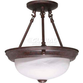 Nuvo 60/208 2 Light-Ceiling-Semi Flush Alabaster Old Bronze 11.375""W X 12""H